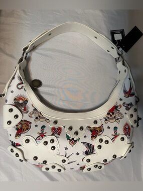 Ed Hardy Hobo White Shoulder Bag